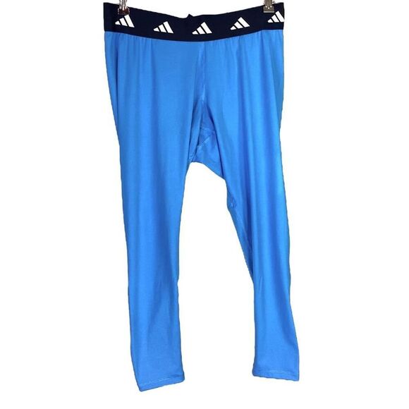 adidas Leggings Women 1X Blue/Black TF TechFIT 7/8 Tight Gym Running NEW - Picture 1 of 7